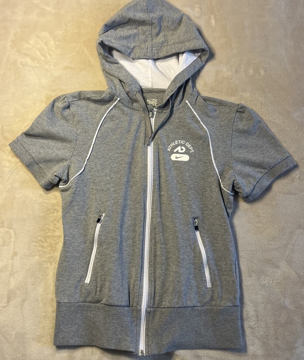 Nike The Athletic Dept Short Sleeve Hooded Jacket Cotton Blend Girls Size S(4-6)
